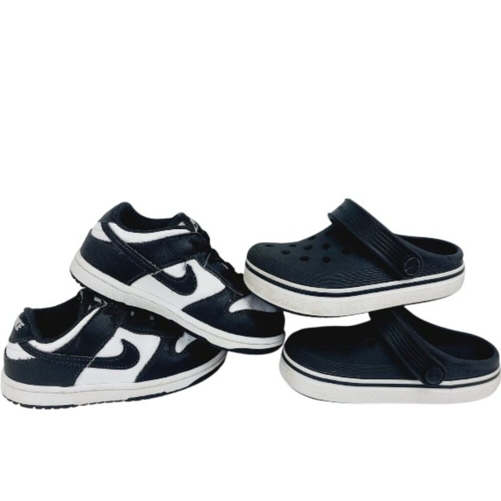 Set Of 2 Nike Crocs Boy Black Dunk Classic Adjustable Slip-On Sneaker Clogs Sz 9